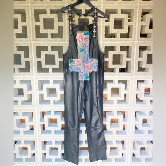 Revolve Leather Overalls Artist Painted - Picture 5 of 6